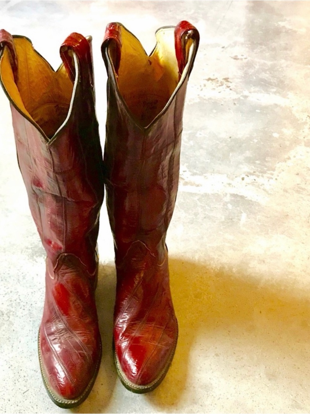 Tony Lama Red Leather Eel Western Boots - Picture 2 of 6
